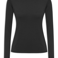 Camiseta Feminina Manga Longa com Protetor Solar - Preto