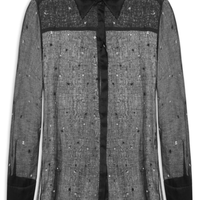Camisa Feminina Bordado Estela - Preto