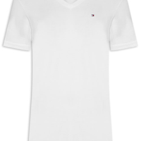 Camiseta Masculina Básica Gola V Regular Fit Em Algodão - Branco