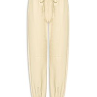 Calça Feminina Like Leather Jogging Zíper Barra - Bege