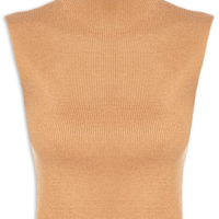 Blusa Feminina Tricot Gola Alta - Bege