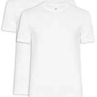 Kit Camiseta Masculina em Algodão 2 Peças - Branco