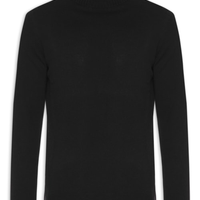 Suéter Masculino Gola Alta Com Blend De Lã E Cashmere - Preto