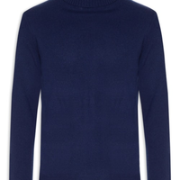 Suéter Masculino Gola Alta Com Blend De Lã E Cashmere - Azul