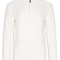 Suéter Masculino Gola Alta Com Meio Zíper Blend de Lã e Cashmere - Off White