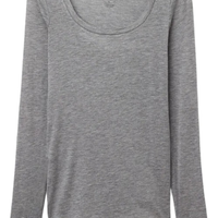 Blusa De Manga Comprida Em Cashmere Ultralight Com Decote Em u - Cinza