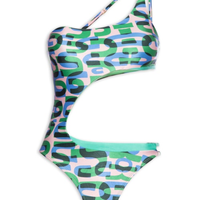 Maiô Assimétrico Estampado - Verde