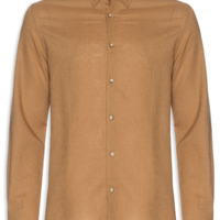 Camisa Masculina Linho Tinturado - Marrom