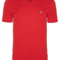Camiseta Masculina Regular Fit Gola V Em Algodão Pima - Vermelho