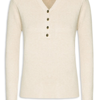 Suéter Feminino Tricot Texturizado Decote em V - Bege