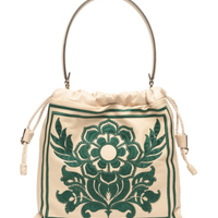 Bolsa Feminina Shoulder Bag Kalispera Embroidery Leather - Bege