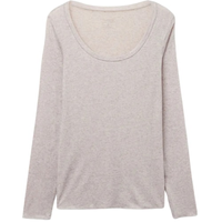 Blusa De Manga Comprida Em Cashmere Ultralight Com Decote Em u - Bege