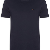 Camiseta Masculina Manga Curta Bordado - Azul