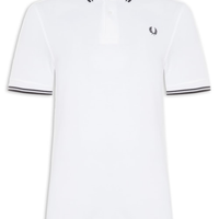 Polo Masculina Twin Tipped Regular Fit Em Piquet De Algodão - Branco