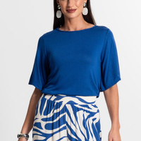 Blusa Feminina Manga Curta - Azul