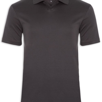 Polo Masculina Pima Cotton Gola V - Cinza