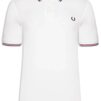 Polo Masculina Twin Tipped Regular Fit Em Piquet De Algodão - Branco