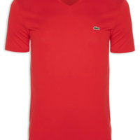 Camiseta Masculina Regular Fit Gola V Em Algodão Pima - Vermelho