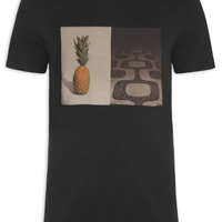 Camiseta Masculina Manga Curta Gola Careca Soft Used Abacaxi Calcadao - Preto