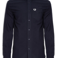 Camisa Masculina Button Down Regular Fit Em Oxford - Azul
