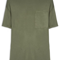 Camiseta Masculina Básica Relaxed Fit Com Bolso - Verde