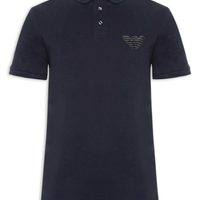 Polo Masculina Manga Curta Aguia EA Bordado - Azul