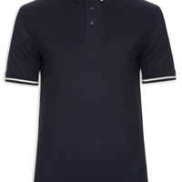 Polo Masculina Manga Curta Com Friso - Azul