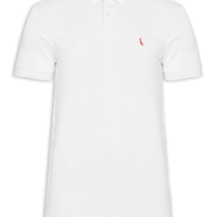 Polo Masculina Piquet Pica Pau Vermelho - Branco