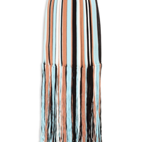Saia Feminina Com Franjas Em Tricot - Azul