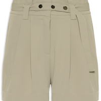 Short Feminino Alfaiataria Com Cinto - Cinza