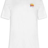 Camiseta Masculina Manga Curta Gola Careca Vintage Arpoador Patch - Branco