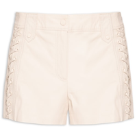 Short De Couro Curto Ilhoses - Bege