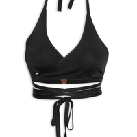 Top Biquíni Tricot Amarração - Preto