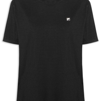 Camiseta Feminina Oversized Letter Graphic - Preto