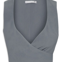 Blusa Feminina Transpasse Em Crepe - Cinza