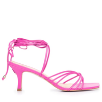 Sandália Feminina Salto Médio Amarração - Rosa