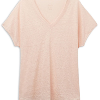 Blusa De Manga Curta Em Linho Com Decote Em v The Pure Linen - Rosa
