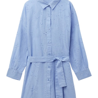 Camisa Longa Com Bordado Sangallo - Azul