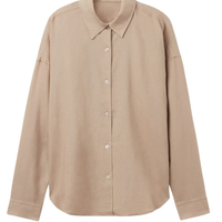 Camisa Curta Em Linho e Viscose - Bege
