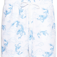 Short Masculino Beachwear Estampa Dragão - Branco