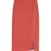 Saia De Georgette Pesado Midi Pareô Vermelha - Vermelho