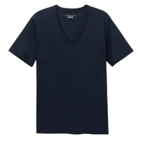 Camiseta Com Decote v Em Algodão Premium - Azul
