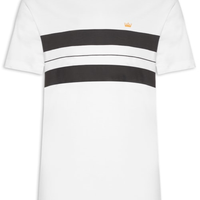 Camiseta Masculina Manga Curta Gola Careca Vintage Pranchão Listrado - Branco