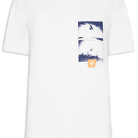 Camiseta Masculina Manga Curta Gola Careca Rough Kite Shots Slim - Branco