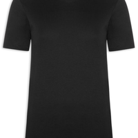 Camiseta Masculina Gola Cruzada Em Algodão Pima - Preto