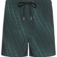 Short Masculino De Praia Com Elástico Monograma - Preto