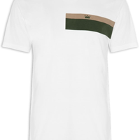 Camiseta Masculina Manga Curta Gola Careca Stone Listrado Black Sand - Branco