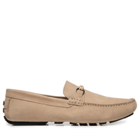 Sapato Masculino Driver Penny Loafer Suede - Bege
