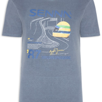 Camiseta Masculina Estampada Senna King Of Monaco - Azul