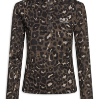 Blusa Feminina Estampada Gola Alta Com Zíper - Marrom